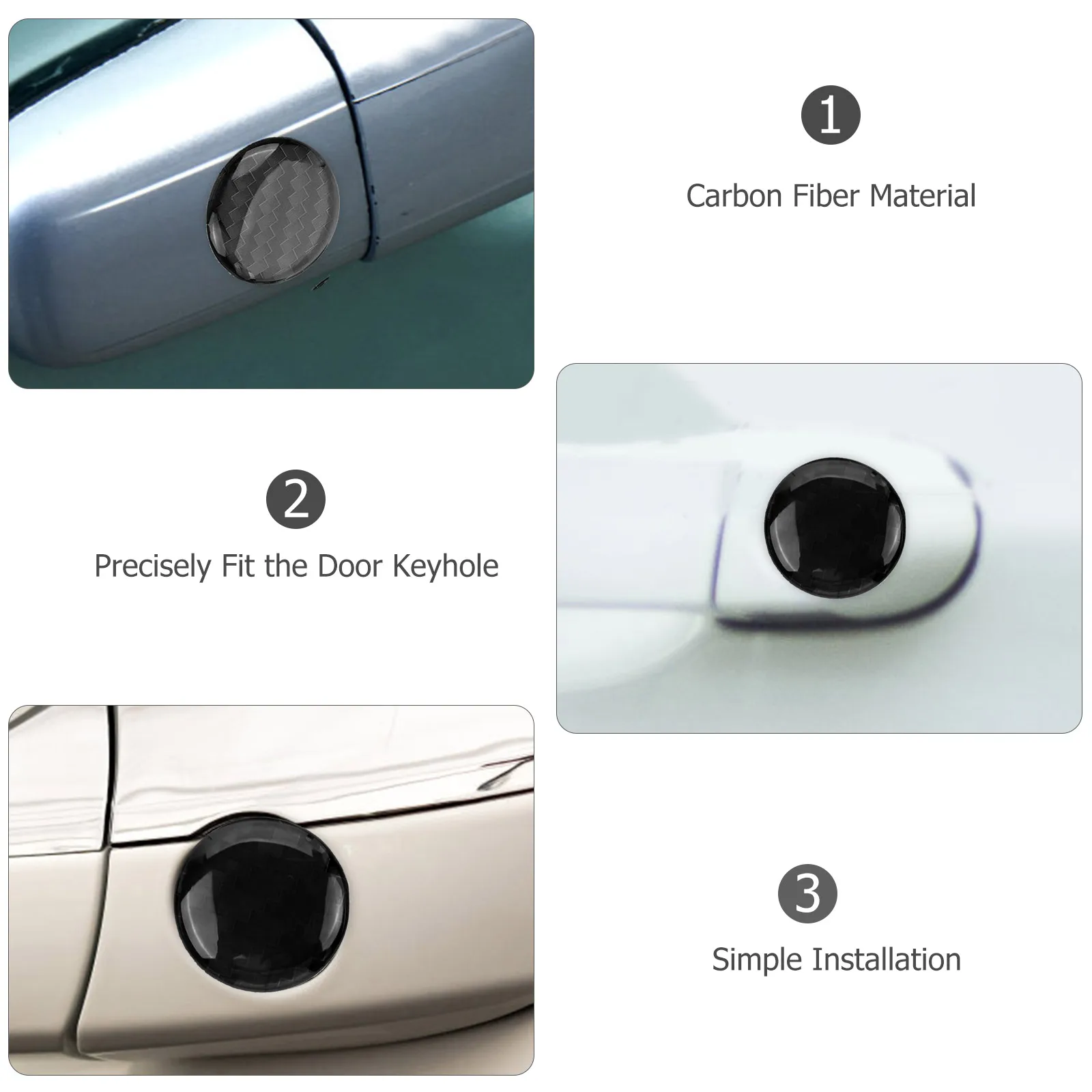 

4pcs Lock Hole Protectors Durable Carbon Fiber Car Door Covers Fit Accessories Decorations Parts