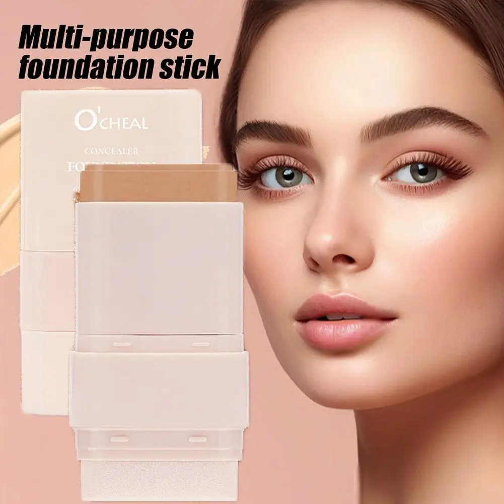 新しいツーインワンコンシーラーファンデーションスティックフェイシャルマットメイクアップフェイスブロンザー防水カバレッジ輪郭形成保湿クリームO7U9