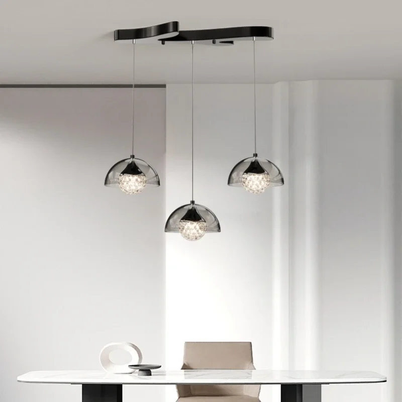 

SANDYHA Italian Modern LED Pendant Light Aluminum Art Lamp Acrylic Lampshade Stylish Chandelier for Restaurant Living Room Decor