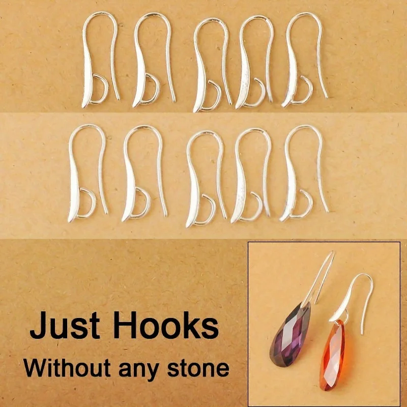 

50pcs Silvery NEW Make Jewelry Findings Smooth Pinch Bail Ear Wire Hook Earring Gift 10*22mm