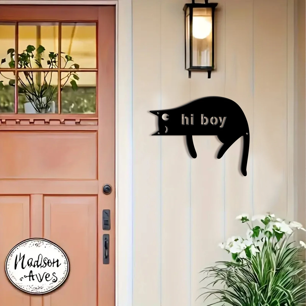 1Pc Custom cat Metal Door Street Address Number Sign,Ideal Home Room Garden Farm Fence Office Windows Wall Post Box Decor Gift view 3