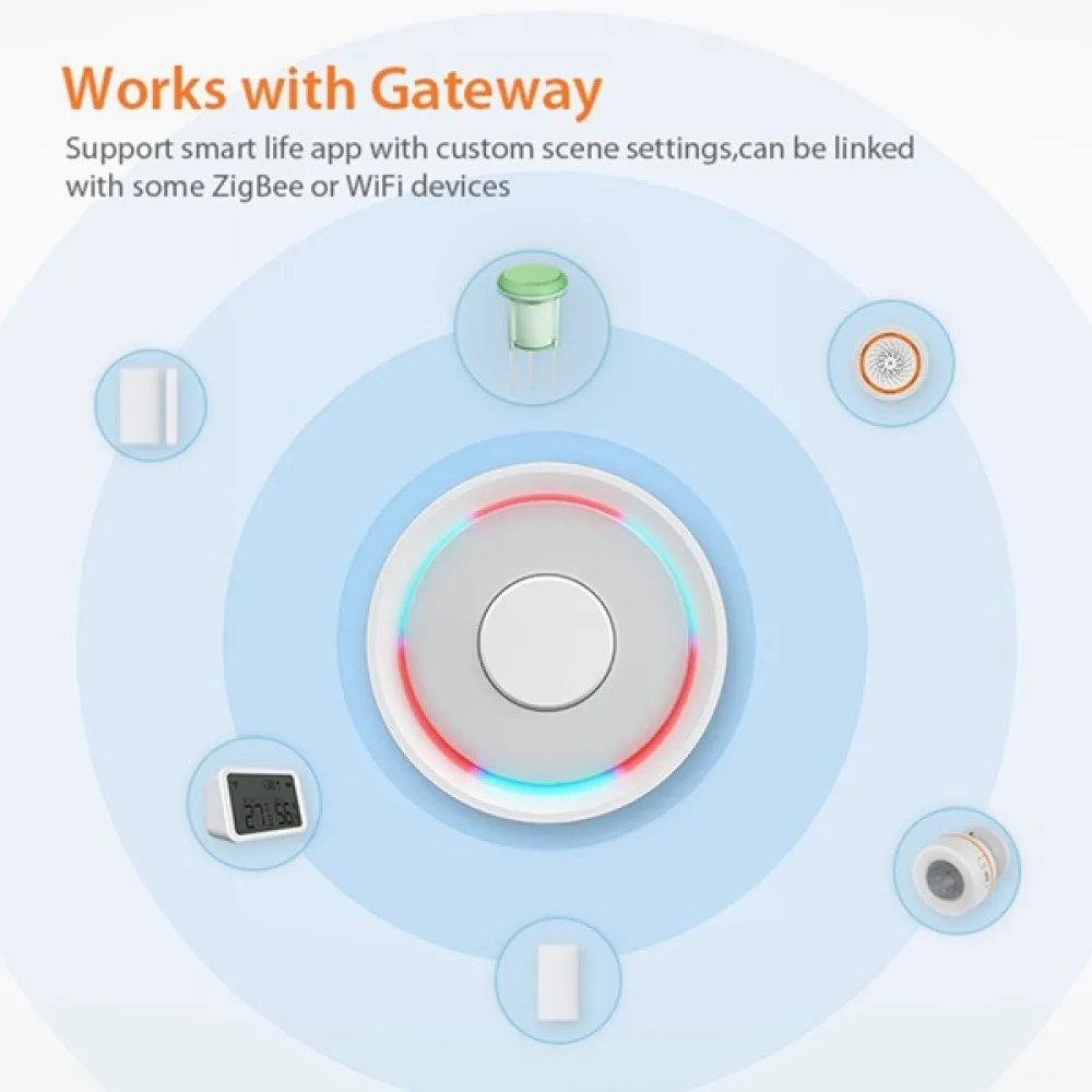Wireless Smart Home Sensor For Tuya Integration Built In Battery Plastic Shell Portable Compact Monitoring
