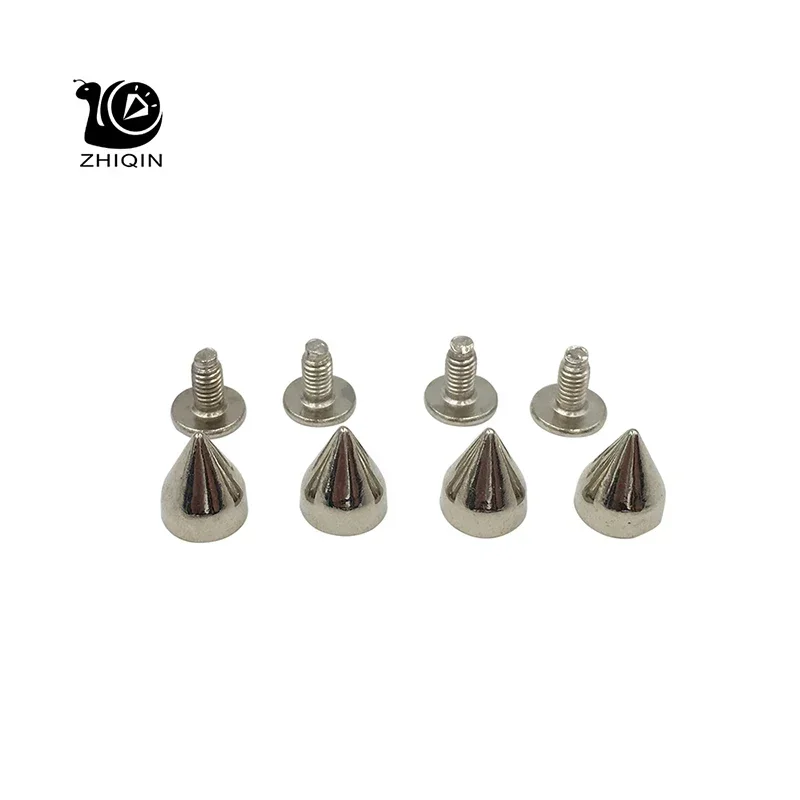7*9mm 100set Silver Punk Spike Alloy Spikes Cone Screwback Metal Studs Leathercraft Rivet Bullet Spike Punk Spots Pet Collar