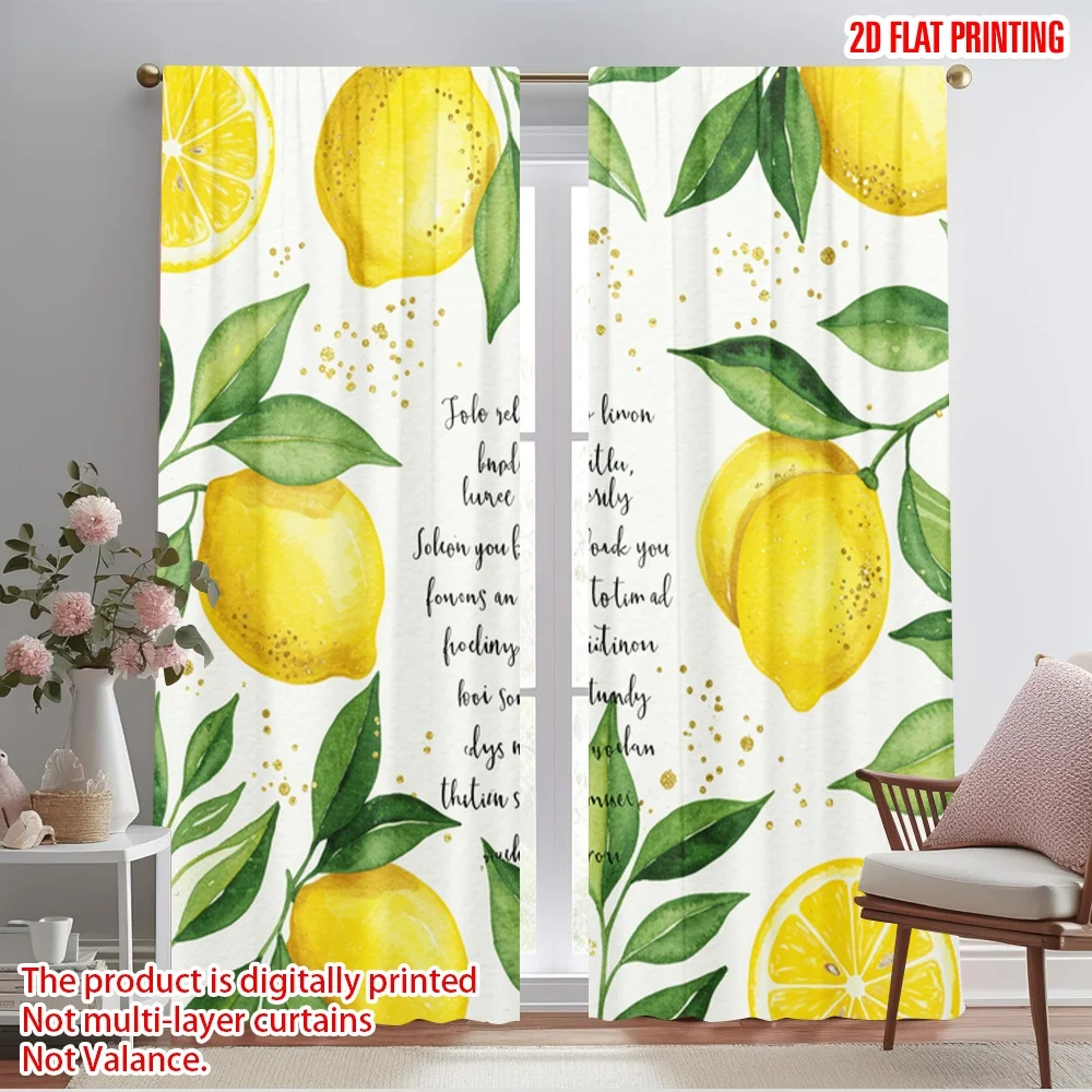 

2pcs 2D flat printing Window Drapes Lemon She Found Him 100% Polyester Without Electricity All Season Party & Holiday Decor for