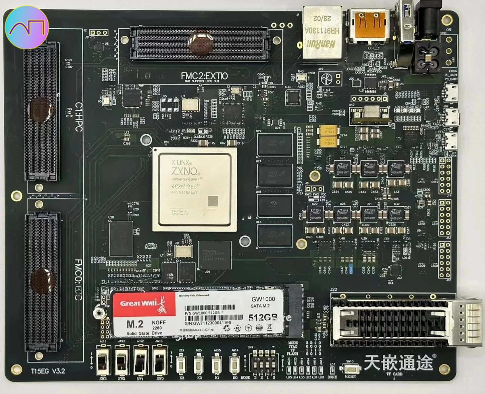 

development board XCZU15EG with FMC HPC Tianembed Tongtu software radio