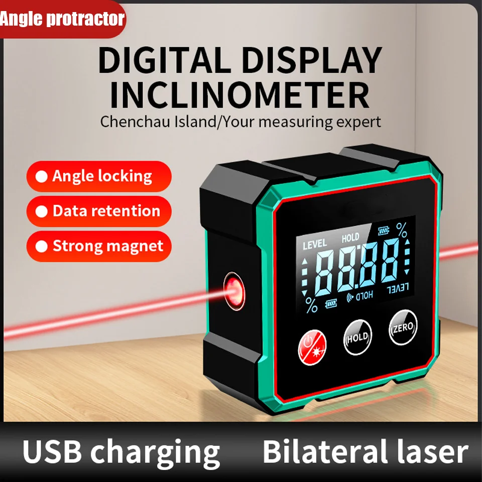 

Новый 360 ° Электронный угломер LCD, мини-инклинометр, магнитный цифровой измеритель угла с лазерной линейкой