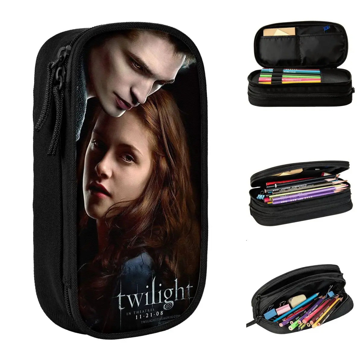 saga crepusculo amanhecer estojos de lapis edward bella vampire lapis caneta para estudante bolsa de papelaria de grande capacidade a 01