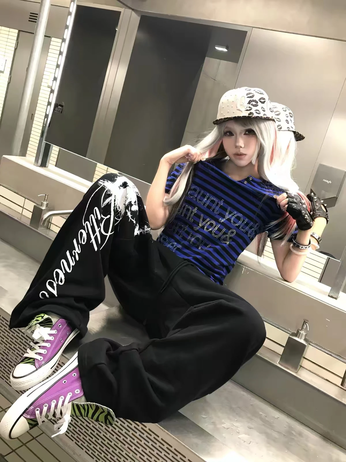 American Street Style Rivet Shiny Straight Tube Long Pants Unisex Retro Design Casual Loose Match All Leisure Pants