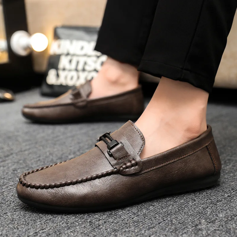 Men Loafers PU Leather Mens Slip on Shoes Comfortable Men Casual Shoes Male Driving Footwear Breathable Mens zapatos de hombre