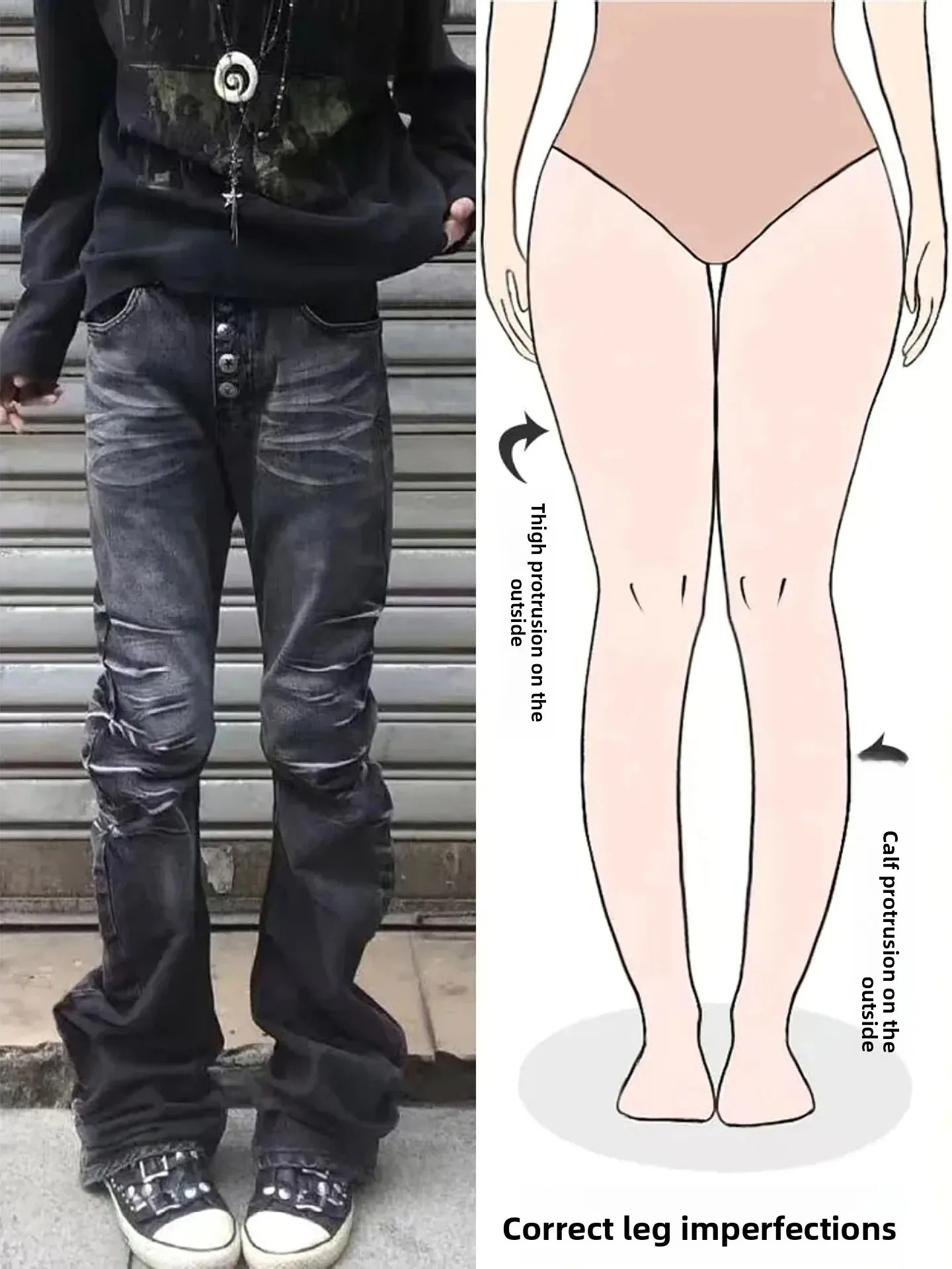 

Женские джинсы в стиле ретро с американским дизайном пуговиц, осенняя новинка, уличный стиль, облегающие расклешенные длинные брюки для фигуры типа «груша», повседневная одежда