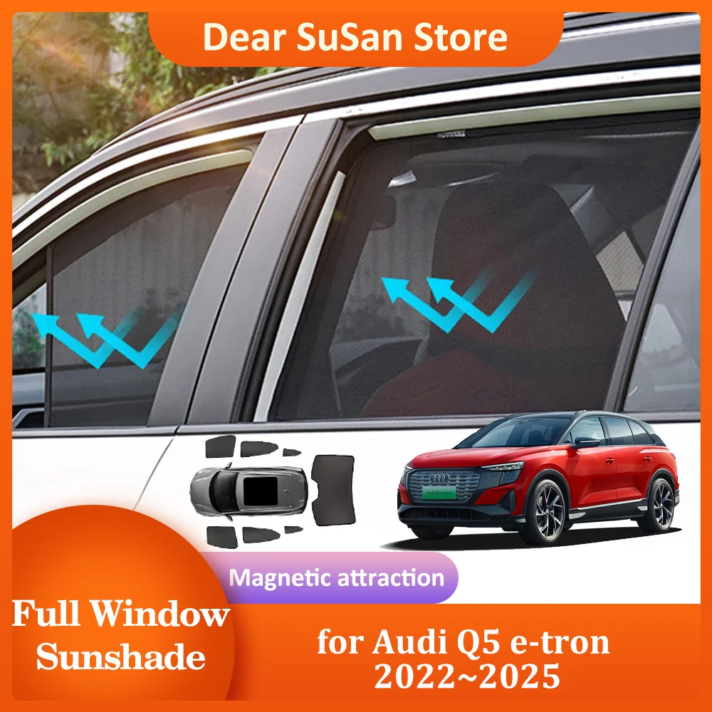 Car Magnetic Sunshade for Audi Q5 e-tron 2022~2025 2023 2024 Roof Windshield Curtain Roof Window Sunroof Pad Cover Accessories