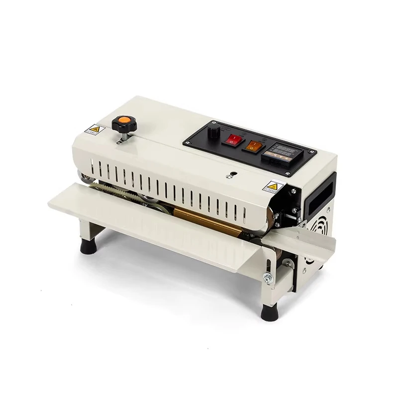 

Вертикальный ленточный запайщик пакетов с шириной запайки 10 мм, машина для непрерывной запайки пакетов с функцией печати даты, для запайки пластиковых пленок и чайных пакетиков