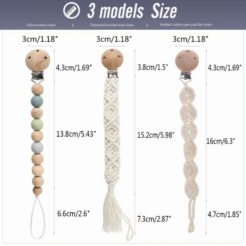 J15U المنسوجة يدويا الكروشيه الطفل عضاضة كليب غير قطرة سيليكون هوة كليب هدية الوليد #6