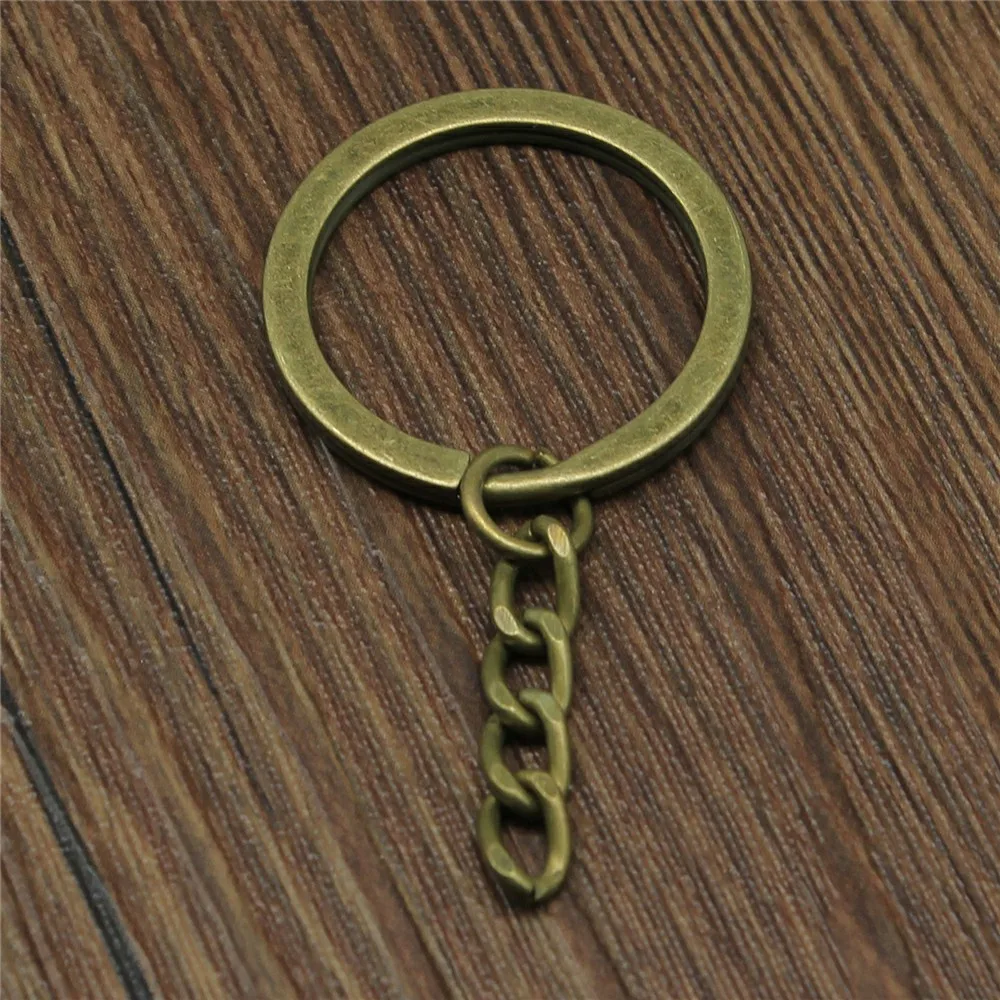 10pcs 2 Colors 28mm Key Ring Keychain Split Ring With Chain DIY Key Rings Key Chains Jewelry Findings & Components