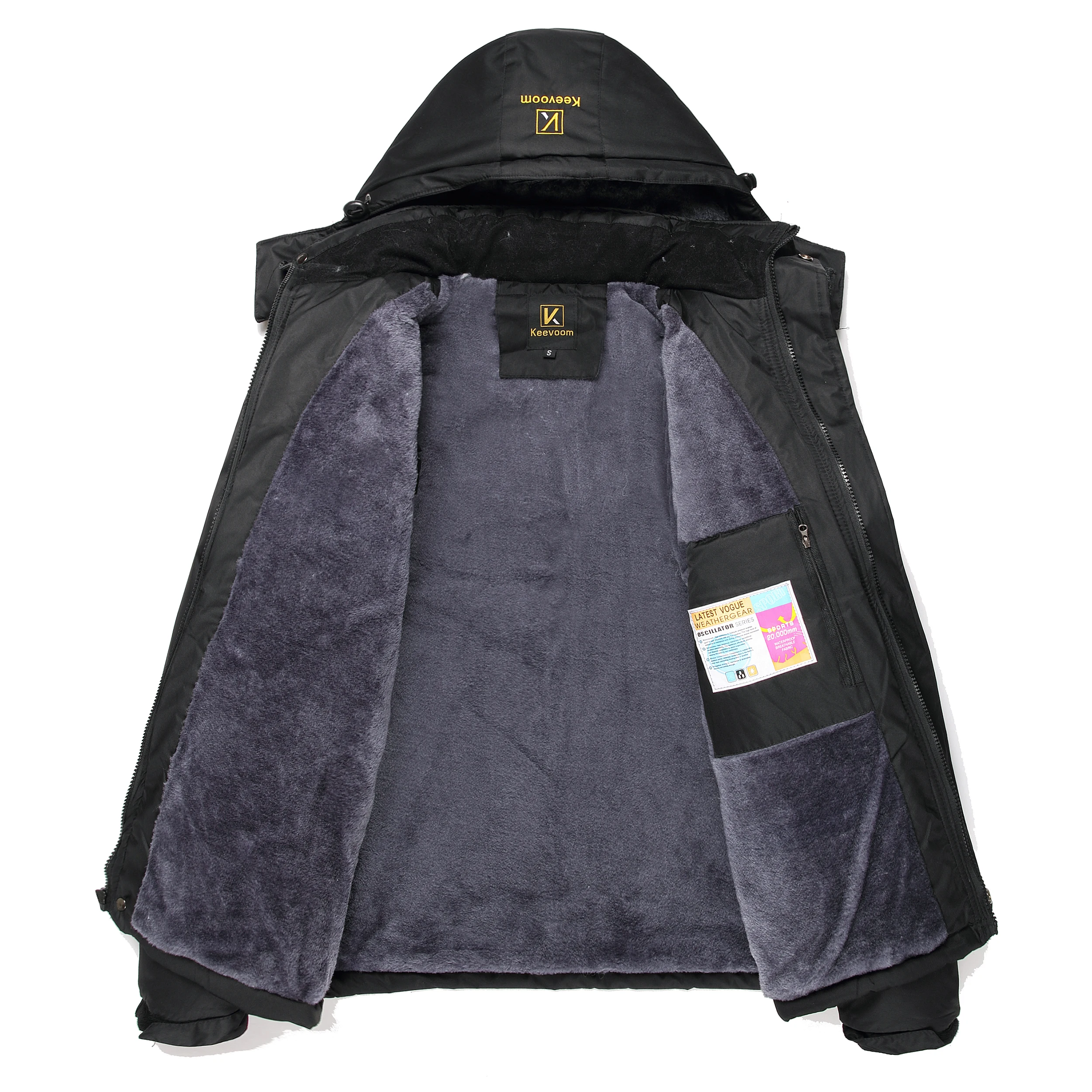 سترة صوفية خارجية للرجال مقاومة للرياح ومقاومة للماء معطف تزلج دافئ مبطن بالصوف للمشي لمسافات طويلة #3