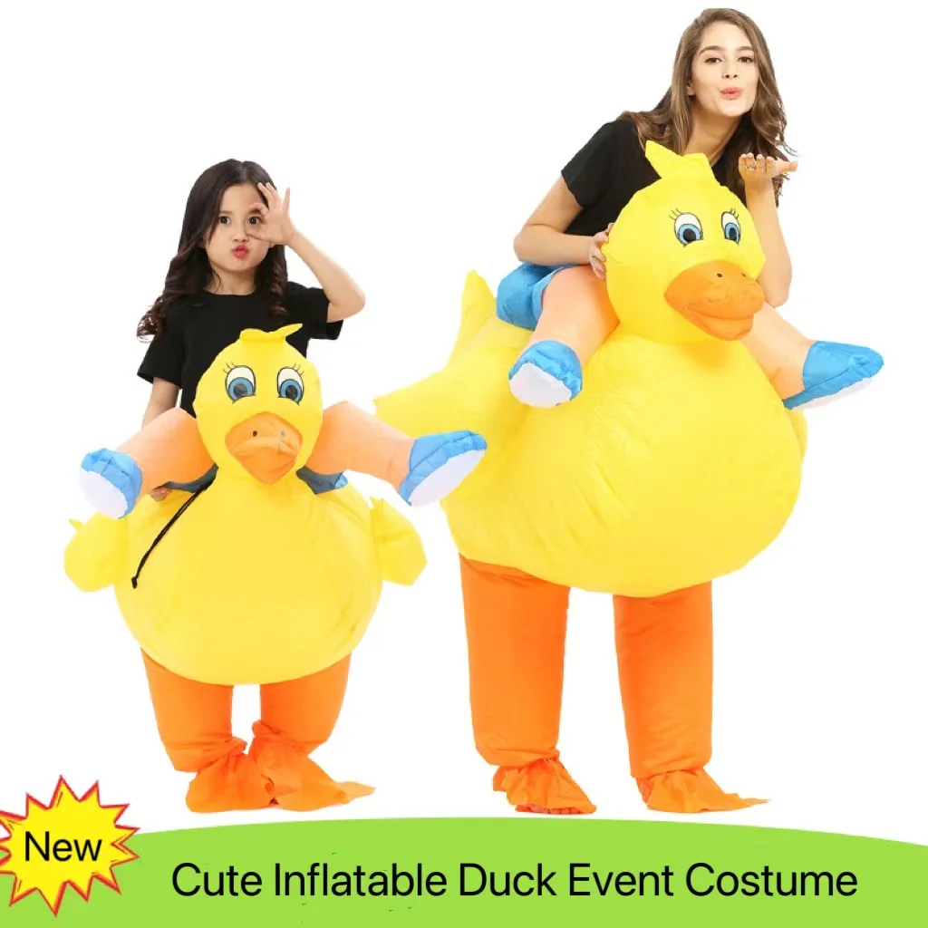 2024 INS Cute Yellow Duck Inflatable Costume Creative Funny Riding Props Clothing Event Christmas Decorations Kids Adult Gifts