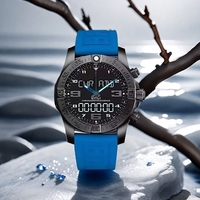 Sports Electronic Digital Unisex Watch Stainless Steel Dial LED Dual Display Rubber Strap