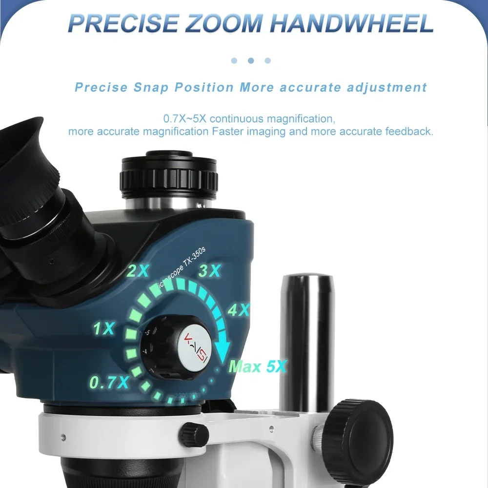 TX-350s Trinocular Stereo Microscope Set 3.5X-100X Zoom Simul Focal Trinocular Microscope 1080P 4K HDMI Video Camera