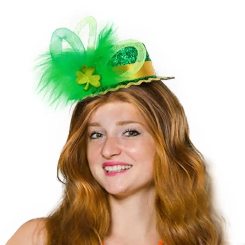 Green Hat Headband StPatrick Day Celebration Party Hairhoop Festival Hair Decor 6XDA