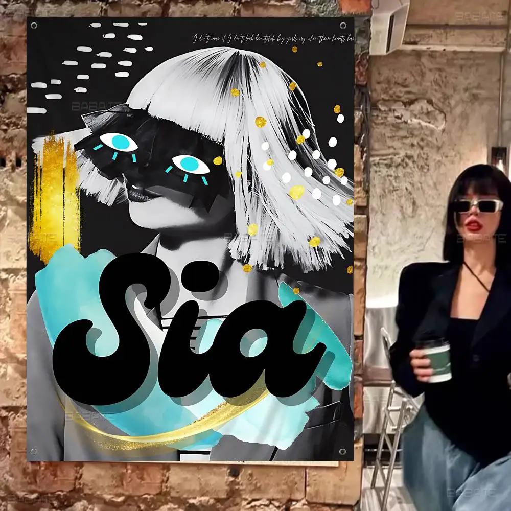 Classic Singer S-Sia Small Size Cheerleading Banner Hand Pulled Flag Outdoor Atmosphere Flags