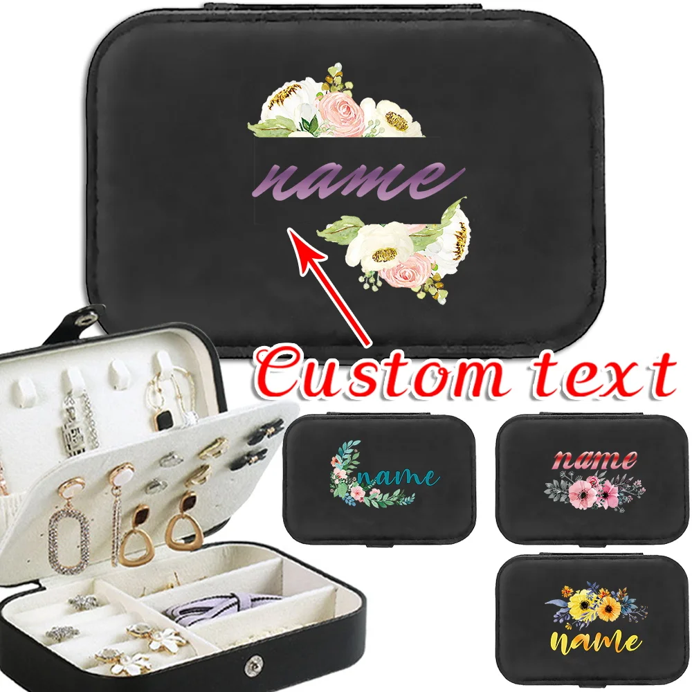 Personalized Customized Name Women's Fashion Cosmetic Bag 2025 Leather Portable Jewelry Box Large Capacity Travel Organizer