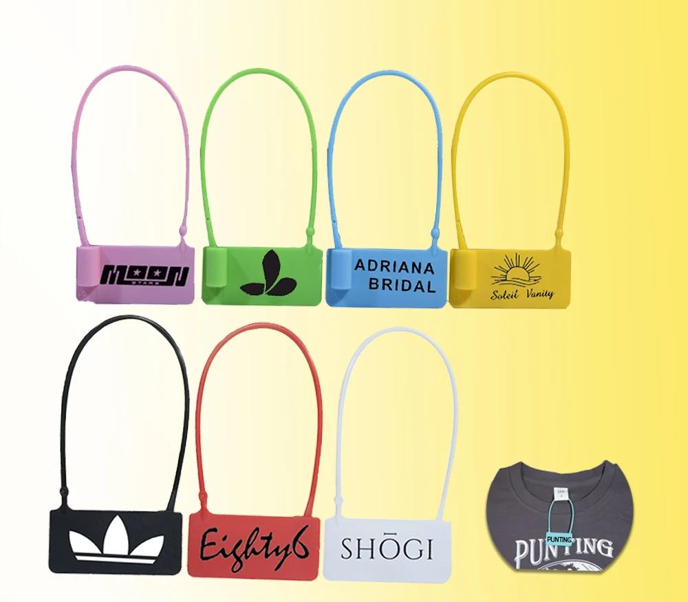 Bonuqi 100 individuelle Kunststoff-Anhänger für Kleidung, Kleidungsstücke, Bekleidung, Taschen, weiß, schwarz, Sicherheitslogo, Geschenk, Reiseetiketten, 165 mm/6,5 Zoll – Detail 1