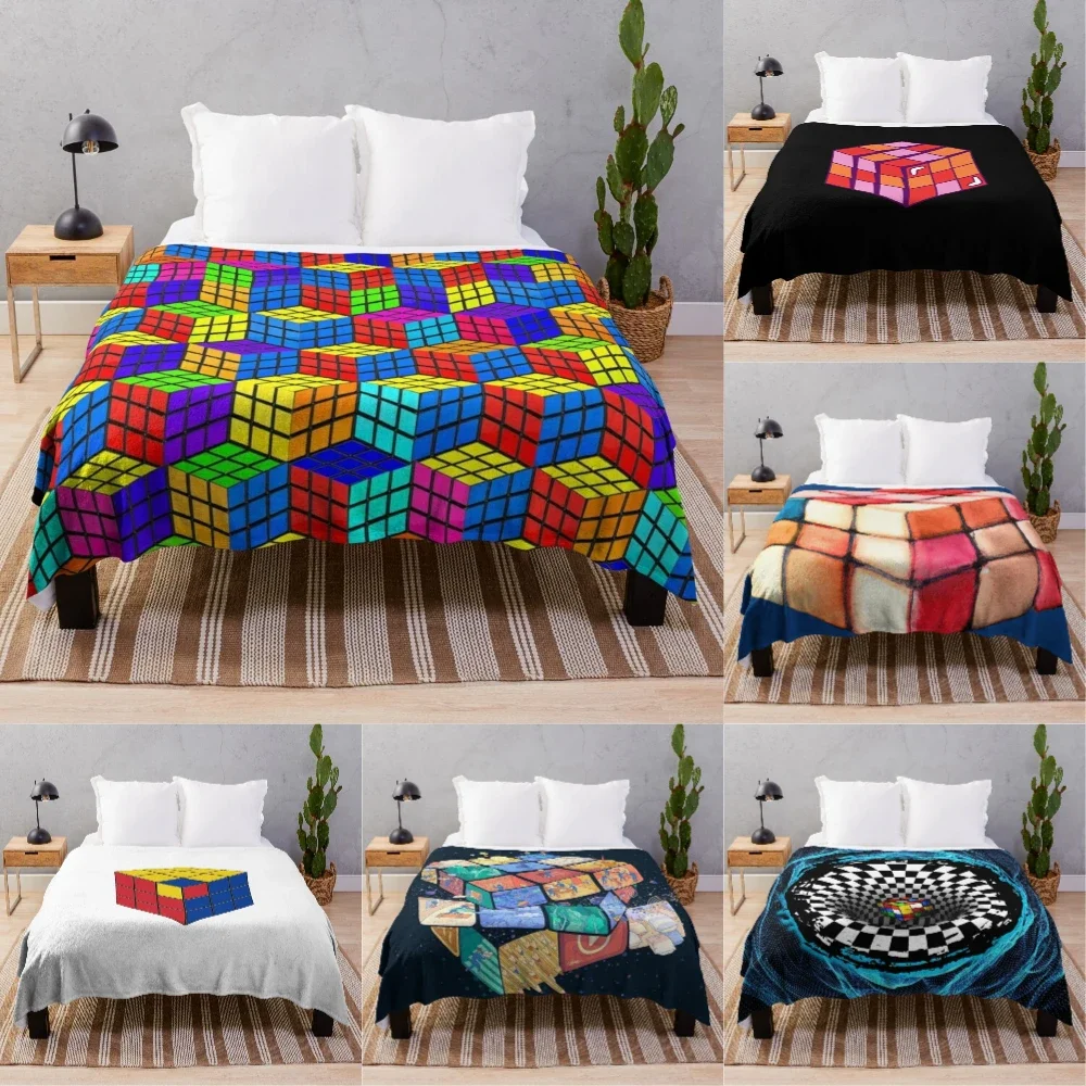 Coperta di flanella di Rubik King Queen Size per divano colorato Puzzle Game Pattern Kid