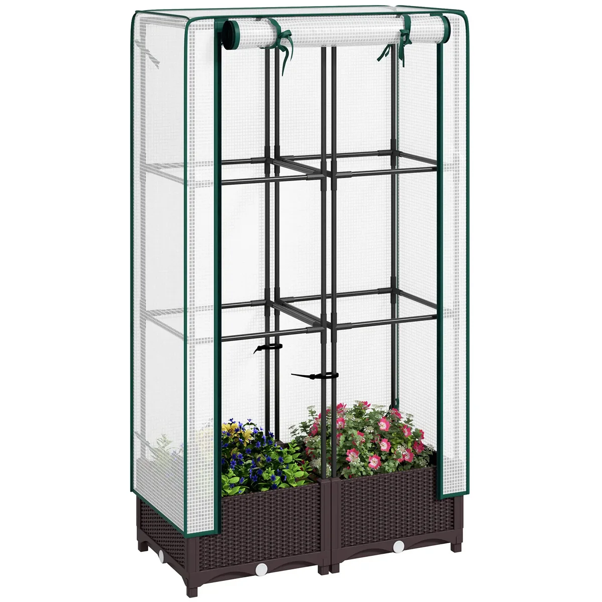 

31.5" X 15.7" X 48.8" Garden Bed with PE Cover Outdoor Furniture