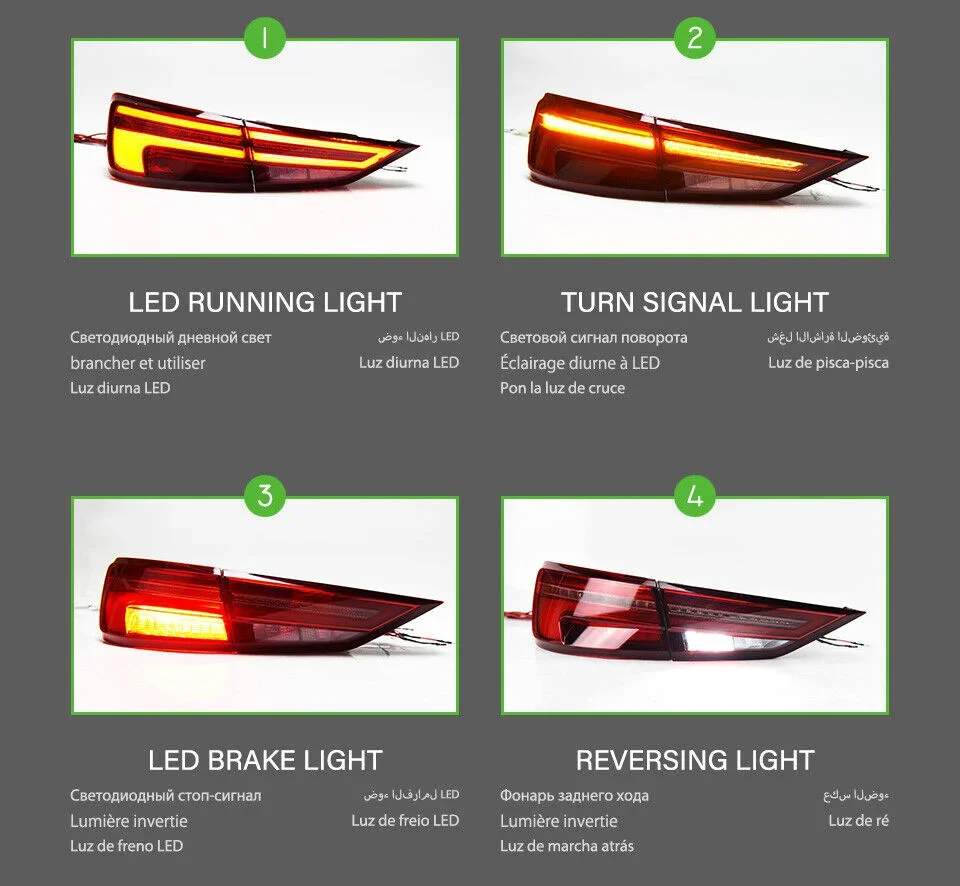 Car Accessories LED Lamps Taillight For Audi A3 2013-2019 Rear Lamps Dynamic Turn Signal Plug and Play Upgrade
