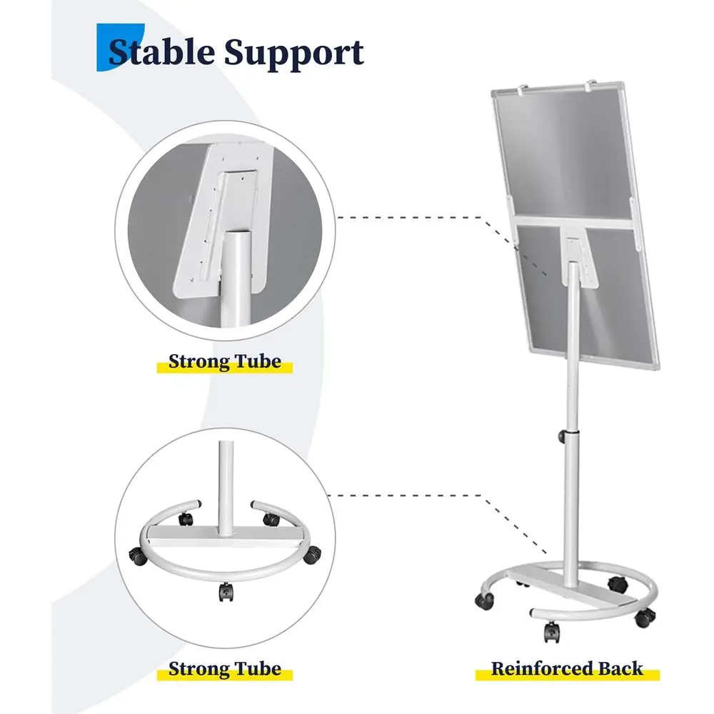 لوح مسح جاف مغناطيسي محمول، 36 × 24 سبورة بيضاء متنقلة مع حامل وحامل وخطافات الرسم البياني #5
