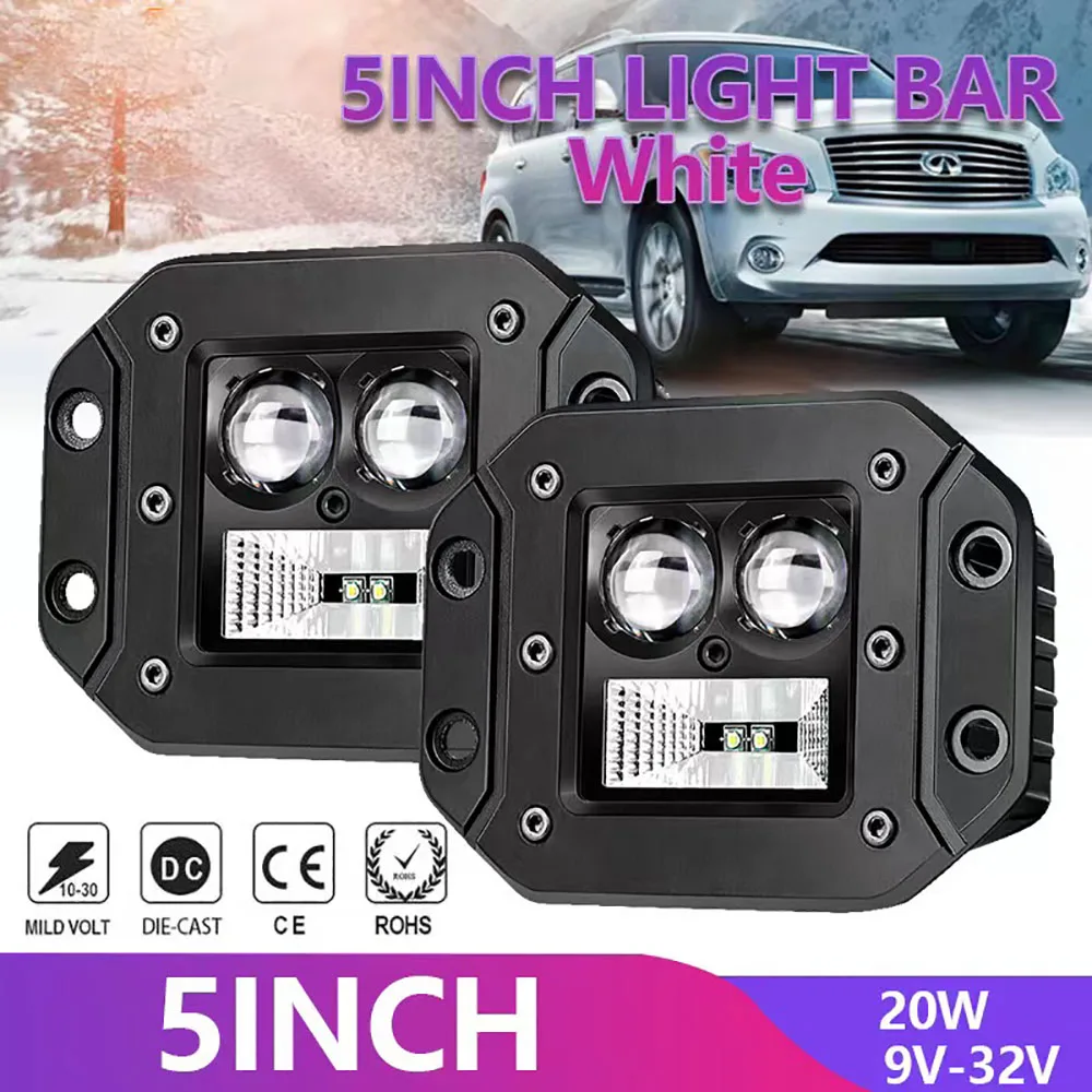 

Suitable for Jeep fog lights, LED work lights, 15W combination 5D lens small square lights, off-road vehicle modification spotli