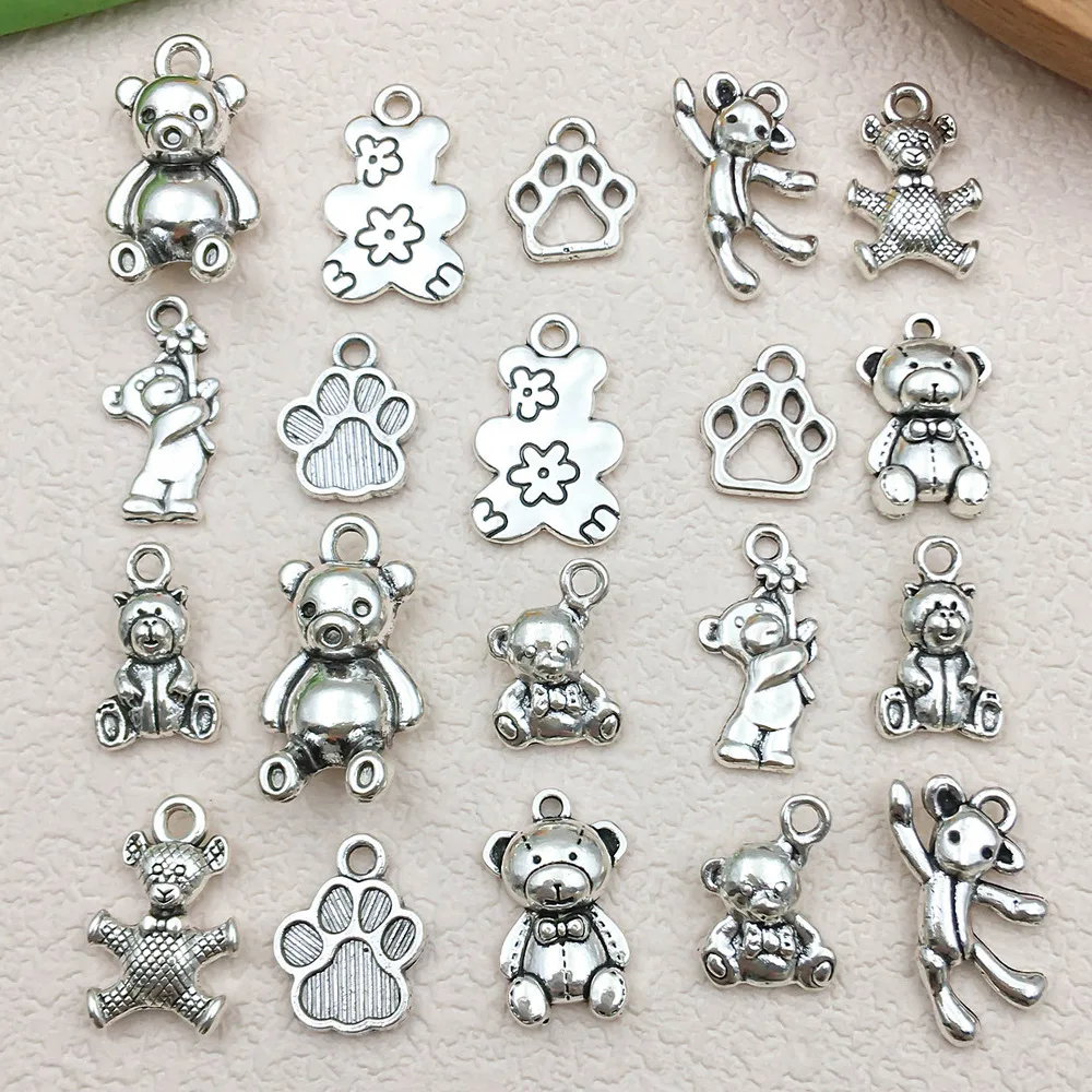 

Wholesale bear Pendant Charm vintage silver alloy dangle charms Fit For earrings bracelet keychain jewelrys making