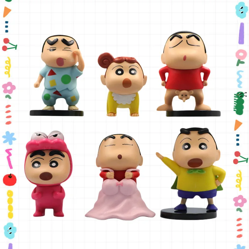 Crayon Shin-chan 6 Kinds Funny Daily Life Shin-chan Dynaman  Action Figurine Desk Collectible Anime Model Toys Figures Gift 9cm