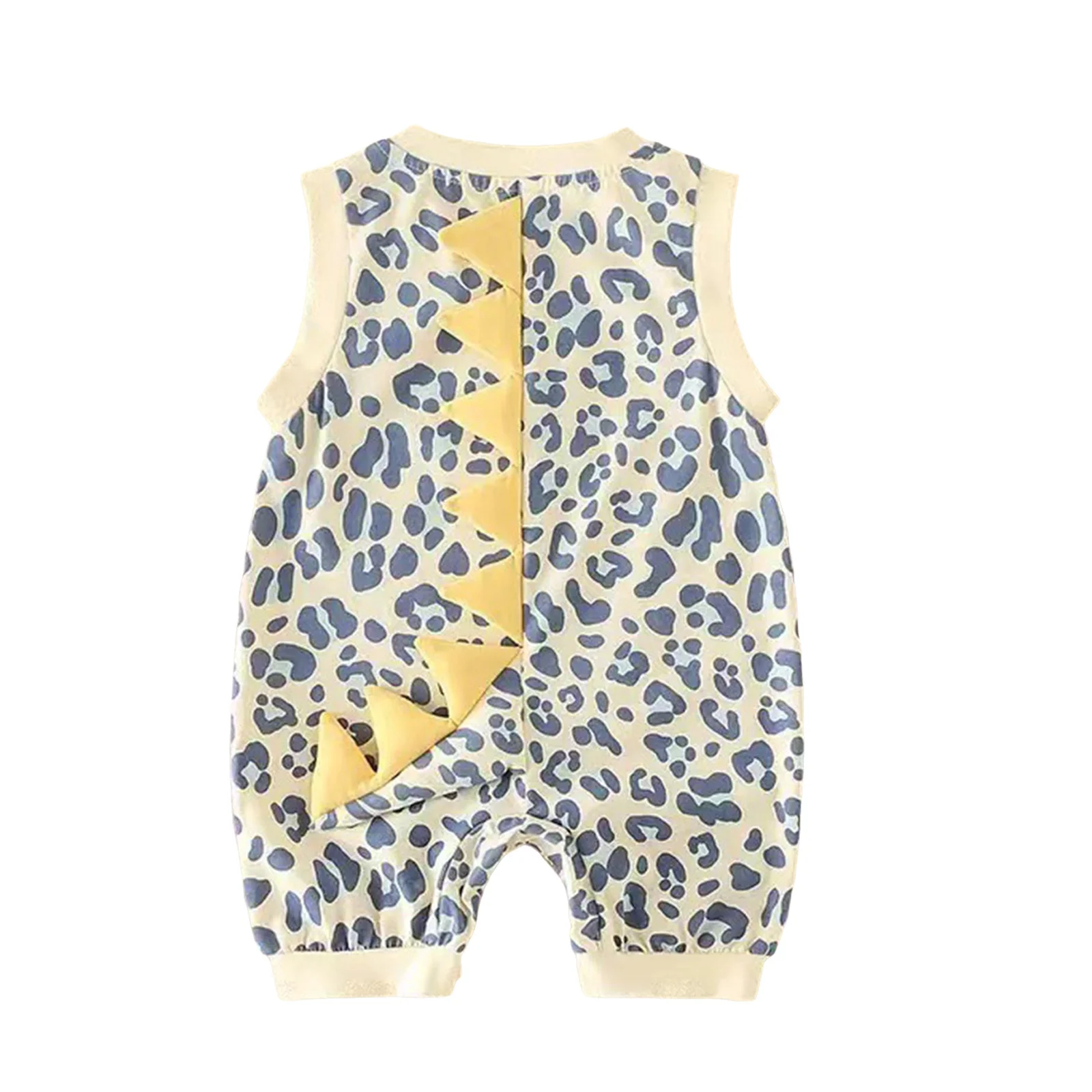 

Комбинезоны с динозаврским хвостом для маленьких мальчиков и девочек, комбинезон без рукавов с круглым вырезом и леопардовым принтом, детский костюм для фотосессии на день рождения