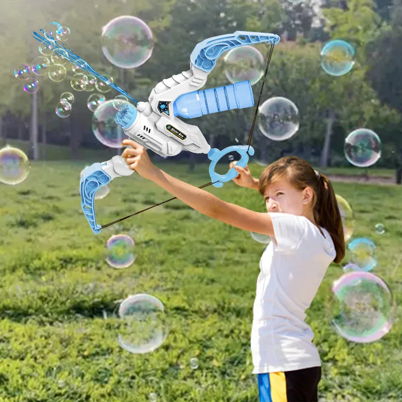 Pistola per bolle Giocattoli per bambini Arco a forma di freccia Macchina automatica per bolle di sapone Giochi per feste di matrimonio all'aperto Regalo per bambini Ragazzi Giocattoli per bambini