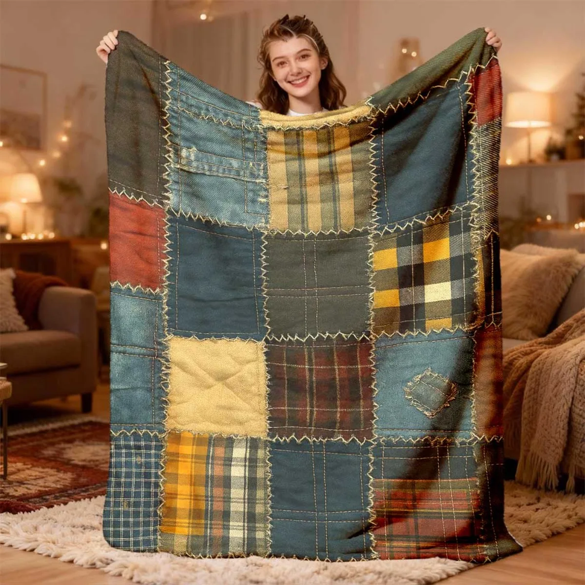 Serape Blanket Mexican Blanket Colorful Rainbow Stripes Geometric Tribal Ethnic Boho Pattern Throw Blanket Bed Sofa Couch Decor