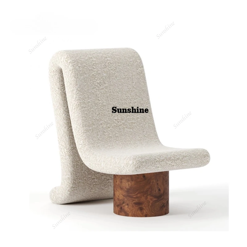 

Wabi Sand retro solid wood sofa chair living room balcony fiberglass special-shaped backrest leisure chair
