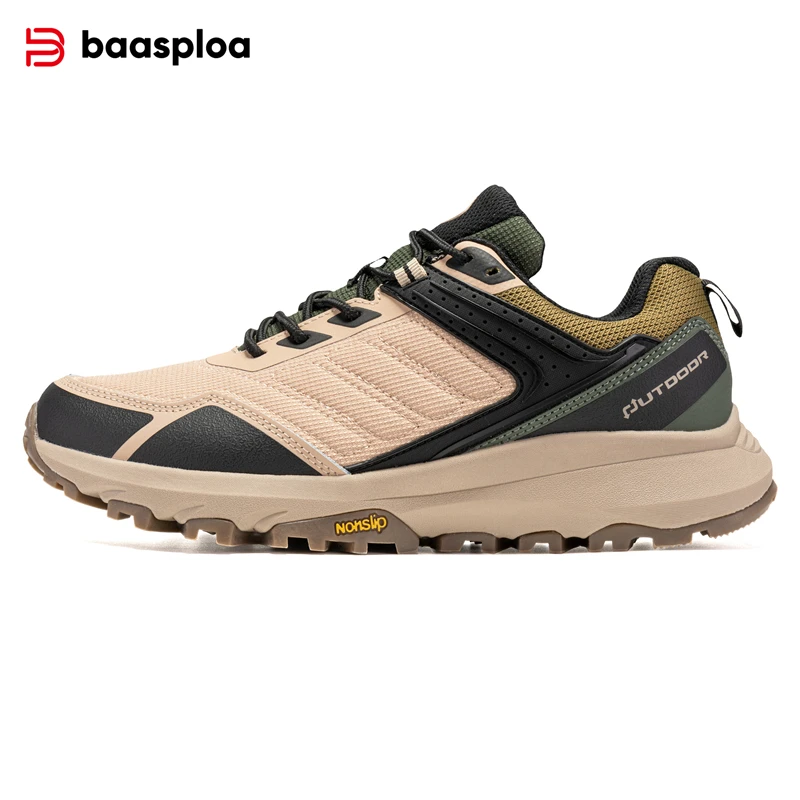 Baasploa New Men Hiking Shoes Casual Lightweight Lace-Up Walking Shoes Male Outdoor Camping Resistant Non Slip Sneakers