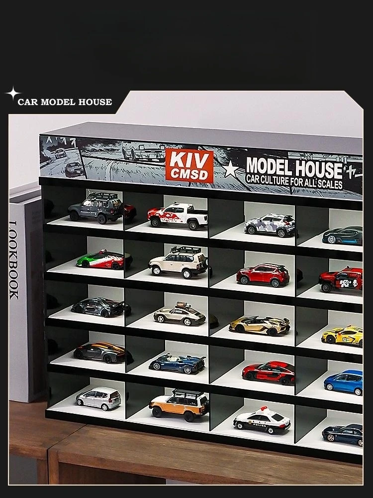 1:64 Car Model Storage Rack Acrylic With Light Storage Display Box Car Model Storage Organizer Gadget Organizer Shelf