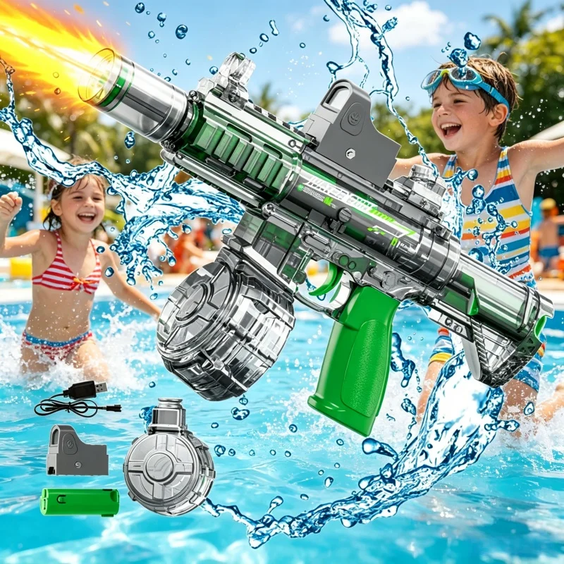 

LED Light Electric Water Guns for Kids Automatic Continuous Shooting Water Blaster Children Summer Outdoor Pool Beach Toys Gifts