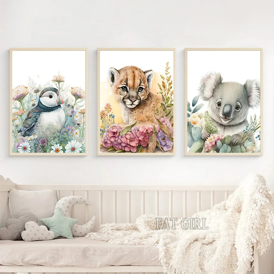 Diy Diamond Painting New 2024 Giraffe Bear Lion Fox Wild Flower Nursery Mosaic Aninmal Diamond Embroidery Baby Kids Home Decor