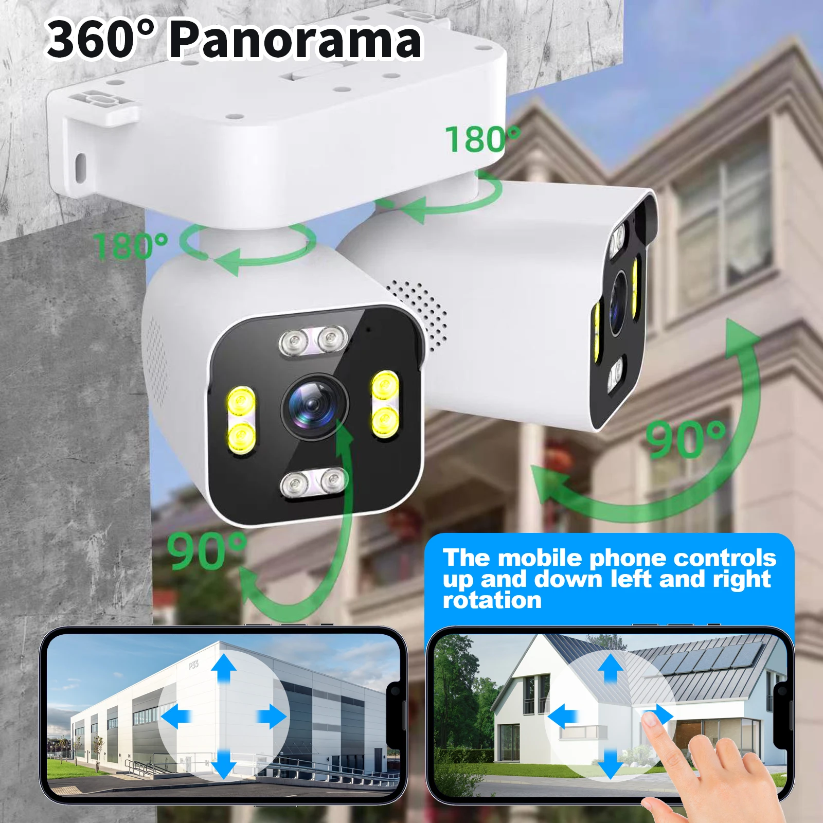 Câmera de segurança PTZ de lente dupla, câmera interna/externa de 2,5K 5MP com detecção de movimento, áudio bidirecional, visão noturna, luz LED