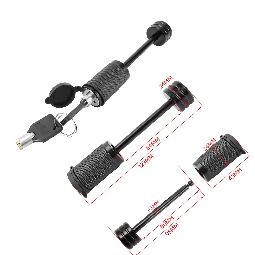 

Car Trailer Tongue Coupler Lock Keyed Alike Dia 1/4inch 2-1/2inch Span Fits Latch-type Coupler for Towing Boat Truck RV