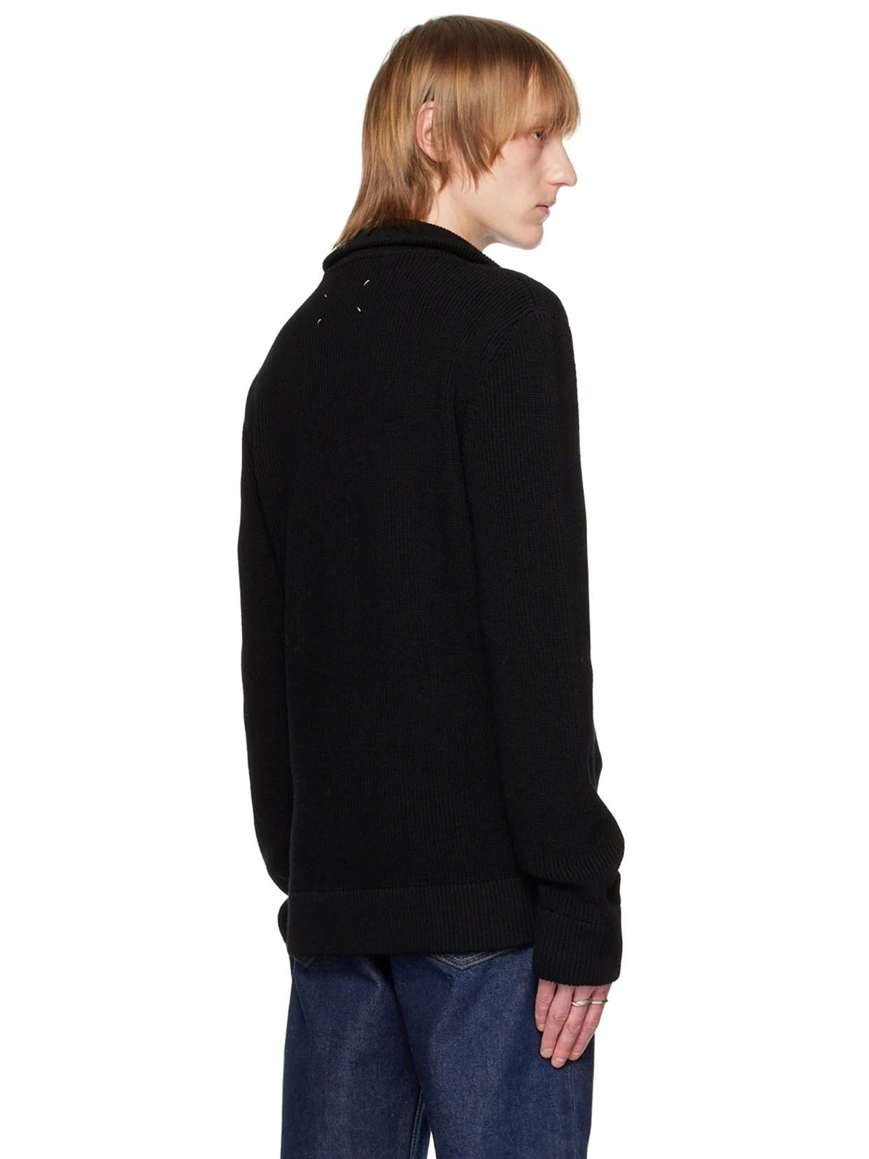 MM Style 21AW Four Corner Stitching High Collar Zipper Wool Cardigan Coat Men's and Women's Versatile Knitted Sweater