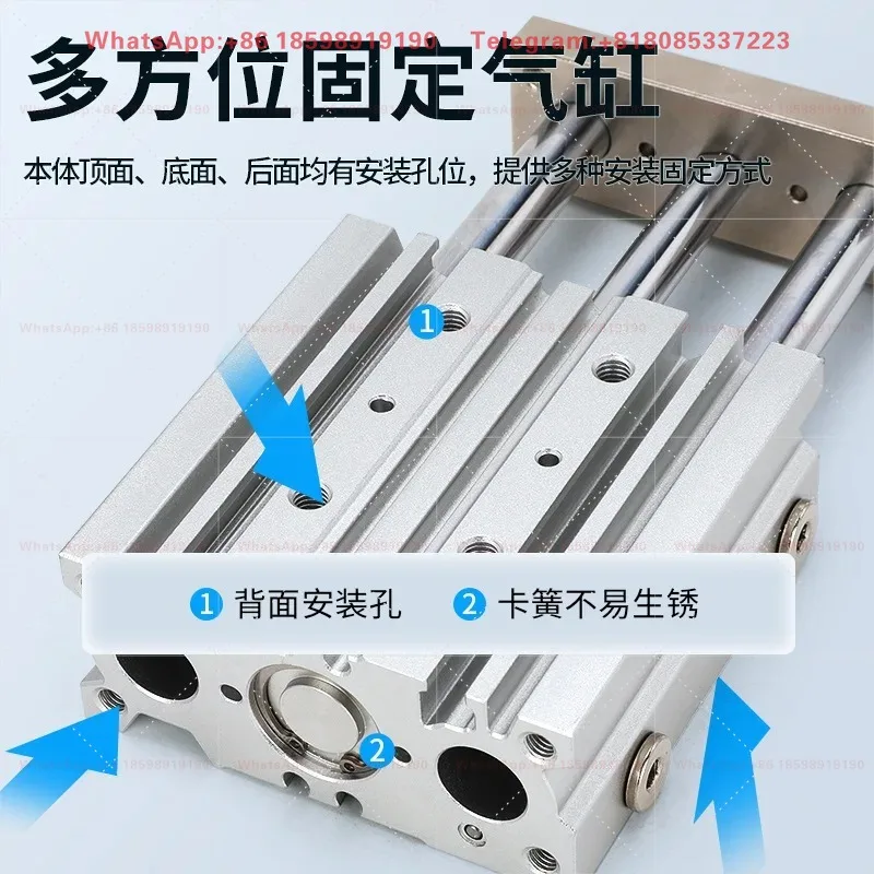 3-Rod Three Axis Air Cylinder MGPM12 Bore 16/20/25/30/50/75 Pneumatic Equipment Parts