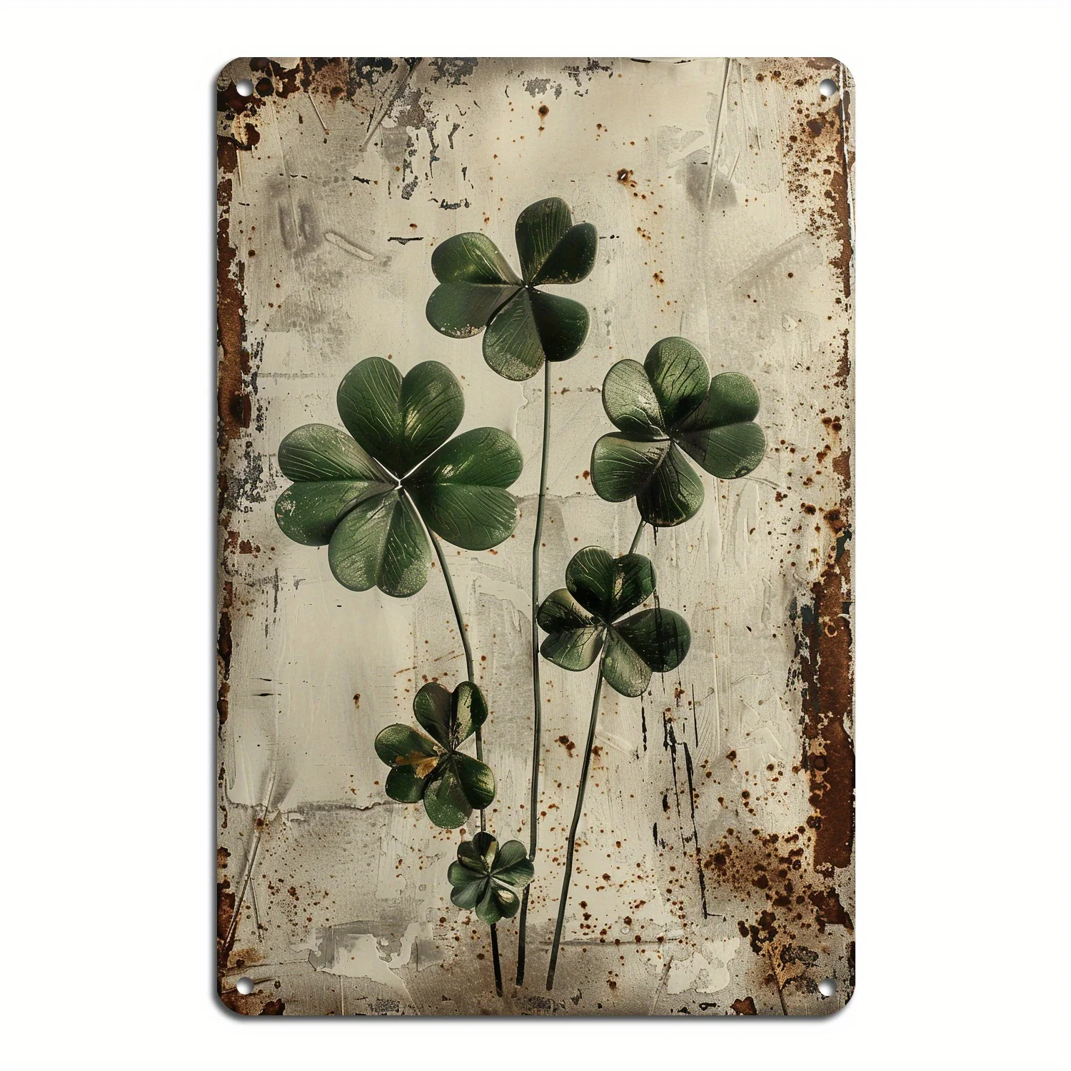 

Country Style Green Clover Metal Sign, Retro St. Patrick'S Day Decoration, Lucky Symbol Aluminum Wall Art, Reusable Holiday