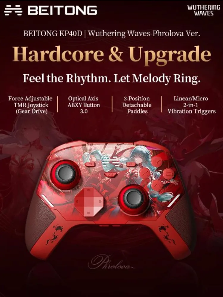 

Геймпады BEITONG Wuthering Waves Phrolova/Cartethyia Ver KP40D Elite Controller с датчиками Холла/микровибрации и джойстиком TMR