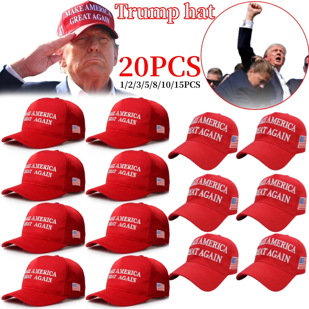 1-20PCS Donald Trump 2024 Cap USA Baseball Caps Large Size MAGA Snapback President Hat Embroidery Wholesale Drop Shipping Hats