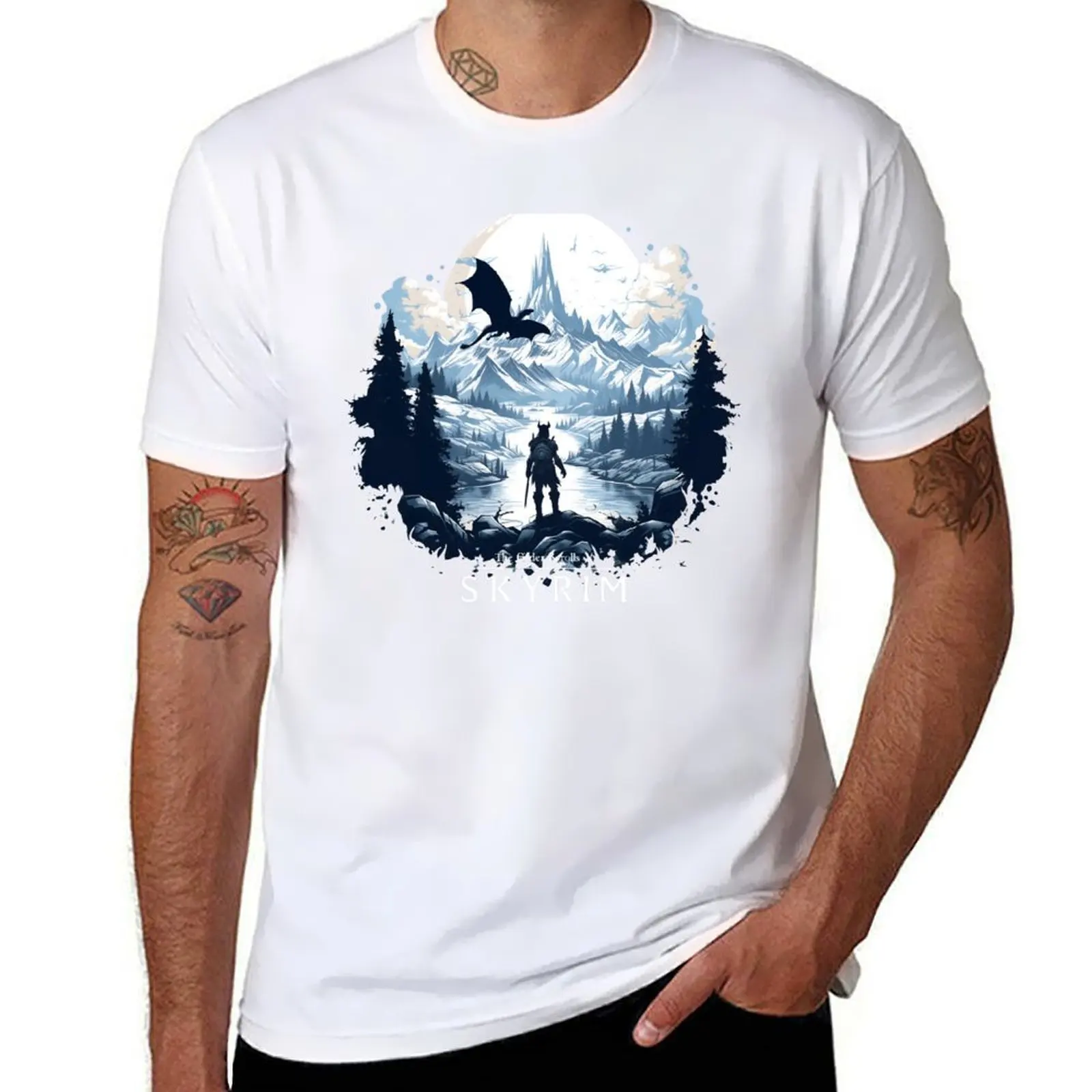 

Skyrim Scenery T-Shirt cotton t shirt pack t shirts for man graphic vintage T-Shirt