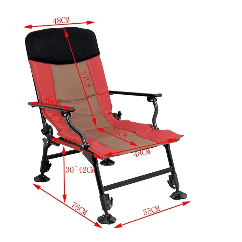 Chaise pliante inclinable avec pieds réglables, chaise de camping, pêche à la carpe en plein air, offre spéciale